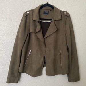 Tahari Olive Green Suede Jacket XL